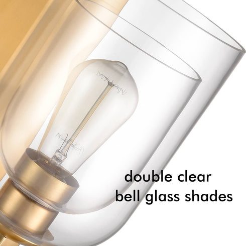 Modern Brass Wall Sconces Double Glass Shade Wall Light