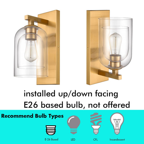 Modern Brass Wall Sconces Double Glass Shade Wall Light