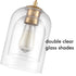 Modern Brass Mini Pendant Light Double Bell Glass Shade