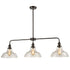Modern Bronze Island Chandelier with Clear Glass Shade - 3 Light