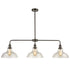 Modern Bronze Island Chandelier with Clear Glass Shade - 3 Light