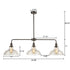 Modern Bronze Island Chandelier with Clear Glass Shade - 3 Light