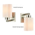 Modern Brush Nickel Wall Light Fixture with Off-white Glass Shade Set of 2