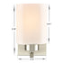 Modern Brush Nickel Wall Light Fixture with Off-white Glass Shade Set of 2