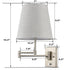 Modern Brushed Nickel Plug-in or hardwired Swing Arm Wall Lamp with Fabric Shade Set of 2