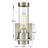 Modern Brushed Nickel Wall Light Fixture with Cylinder Clear Glass Shade Set of 2