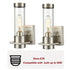 Modern Brushed Nickel Wall Light Fixture with Cylinder Clear Glass Shade Set of 2