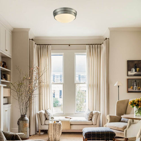 Modern Ceiling Light Fixture Flush Mount Brushed Nickel