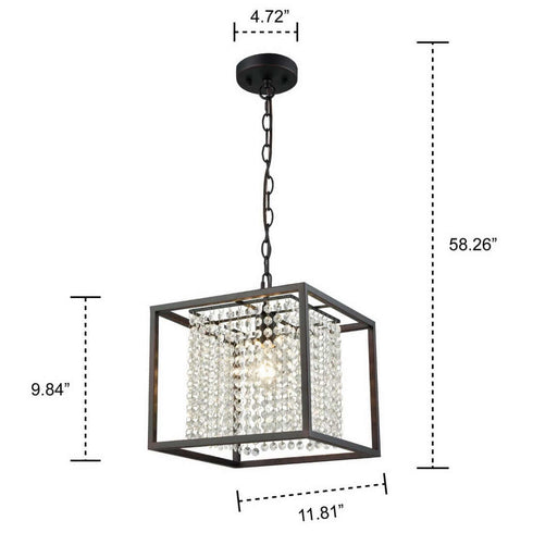 Modern Chandeliers for Dining Rooms with Black Metal Cube Shade