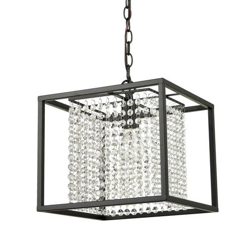 Modern Chandeliers for Dining Rooms with Black Metal Cube Shade