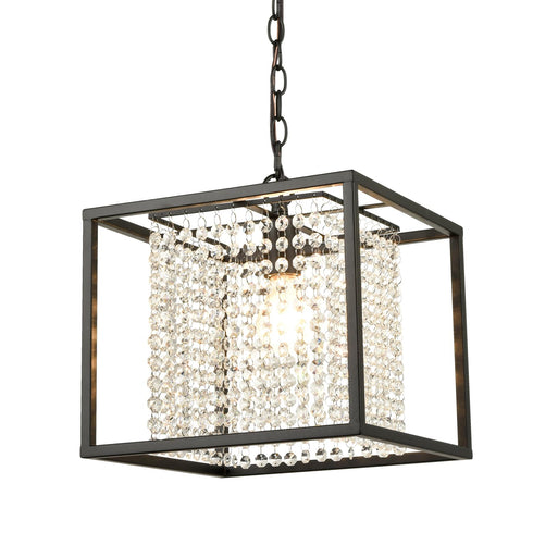 Modern Chandeliers for Dining Rooms with Black Metal Cube Shade