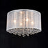 Modern Chrome Flush Mount Drum Shade 4 Lights Crystal Ceiling Light