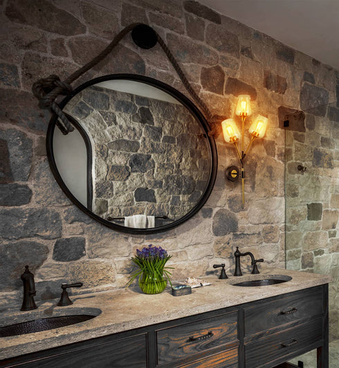 Modern Clear Glass Wall Sconces Brass Bathroom Vanity Lighting