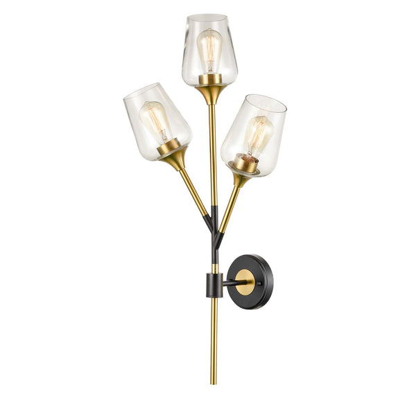 Modern Clear Glass Wall Sconces Brass Bathroom Vanity Lighting