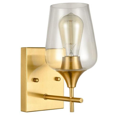 Modern Clear Glass Wall Sconces Brass Bathroom Wall Lights
