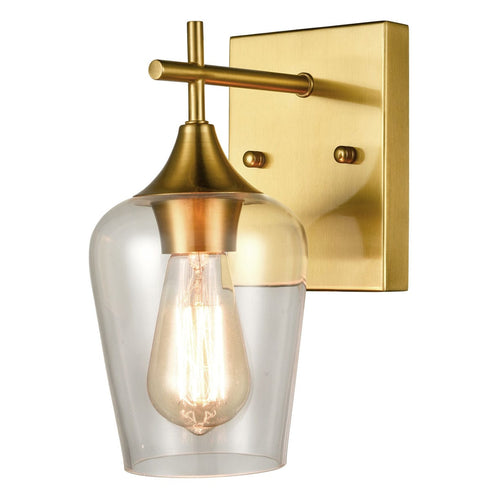 Modern Clear Glass Wall Sconces Brass Bathroom Wall Lights