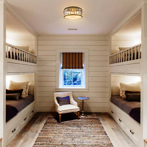 Modern Crystal Flush Mount Gold 3-Light Ceiling Light Fixture