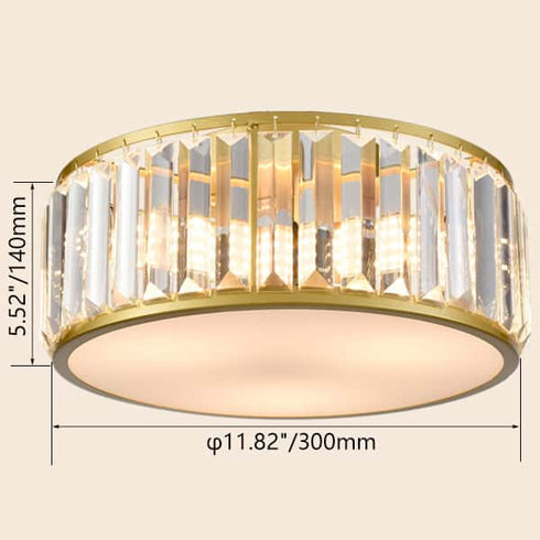Modern Crystal Flush Mount Gold 3-Light Ceiling Light Fixture