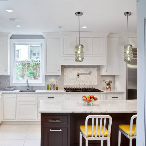 Modern Crystal Pendant Light Chrome Rod-Hung, LED 7W, 4000K