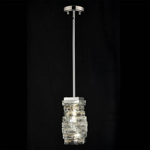 Modern Crystal Pendant Light Chrome Rod-Hung, LED 7W, 4000K