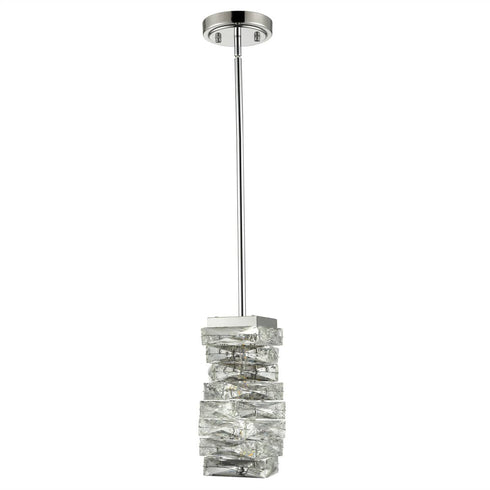 Modern Crystal Pendant Light Chrome Rod-Hung, LED 7W, 4000K