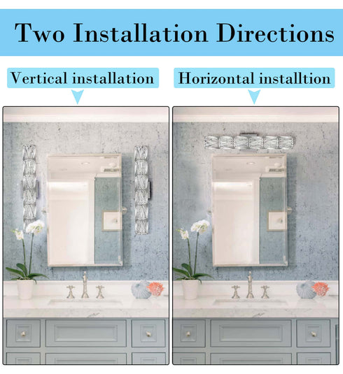 Modern Crystal Wall Sconce 6-Light Chrome Bathroom Wall Light Fixture