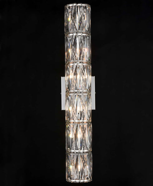 Modern Crystal Wall Sconce 6-Light Chrome Bathroom Wall Light Fixture