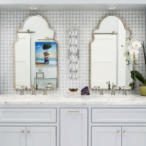 Modern Crystal Wall Sconce 6-Light Chrome Bathroom Wall Light Fixture