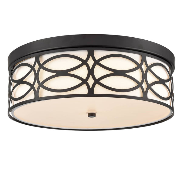 Modern Dimmable LED Flush Mount Ceiling Light Black Linen Drum Shade