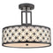 Modern Drum Black Metal with Linen Shade LED Dimmable Semi Flush Mount Ceiling Light Fixture