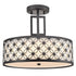 Modern Drum Black Metal with Linen Shade LED Dimmable Semi Flush Mount Ceiling Light Fixture