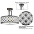 Modern Drum Black Metal with Linen Shade LED Dimmable Semi Flush Mount Ceiling Light Fixture