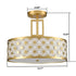 Modern Drum Brass Gold with Linen Shade LED Dimmable Semi Flush Mount Ceiling Light Fixture