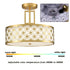 Modern Drum Brass Gold with Linen Shade LED Dimmable Semi Flush Mount Ceiling Light Fixture