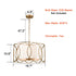 Modern Drum Chandelier Brass Fabric 3-Light Dining Room Pendant