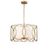 Modern Drum Chandelier Brass Fabric 3-Light Dining Room Pendant