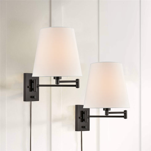 Carmagnola Modern Fabric Plug-In Wall Sconce with Switch Set of 2