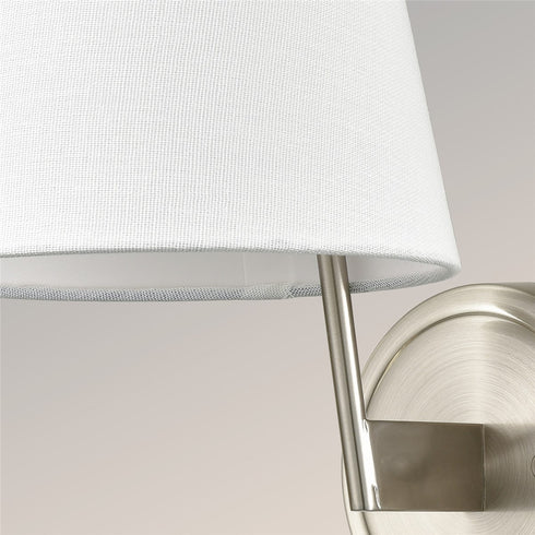 Modern Fabric Plug-in Wall Lamps Set of 2, Brushed Nickel