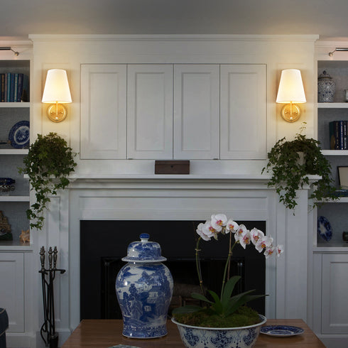 Modern Fabric Plug-in Wall Lamps Set of 2, Brushed Nickel