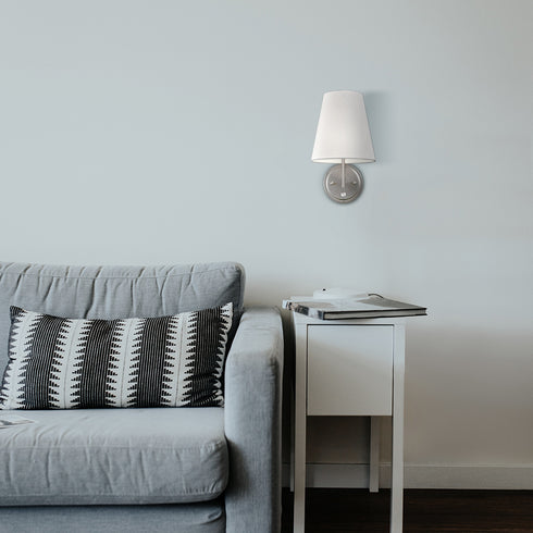 Modern Fabric Plug-in Wall Lamps Set of 2, Brushed Nickel