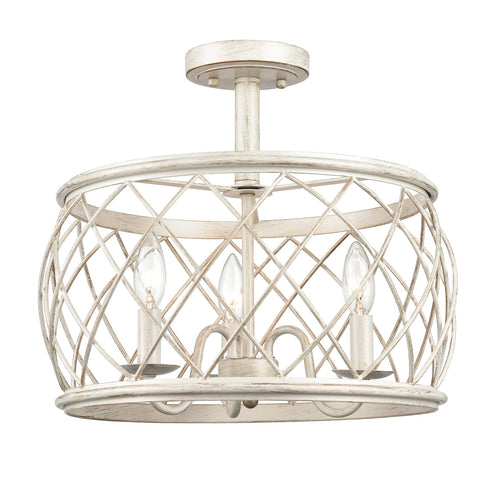 Modern Farmhouse Drum Semi-Flush Ceiling Light Metal Cage