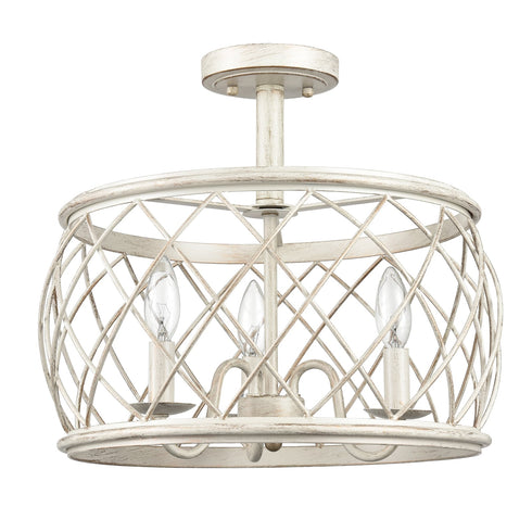 Modern Farmhouse Drum Semi-Flush Ceiling Light Metal Cage