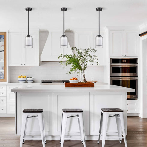 Modern Farmhouse Mini Pendant Light Double Bell Glass Shades