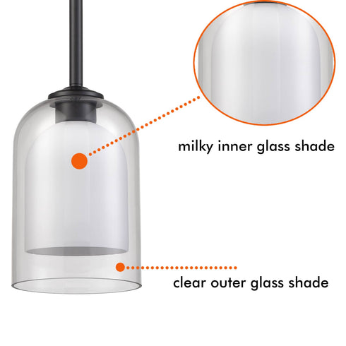 Modern Farmhouse Mini Pendant Light Double Bell Glass Shades