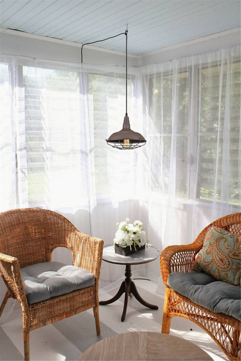 Fossano Rustic Farmhouse Plug-In Pendant Light, Rust Finish