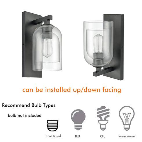 Modern Farmhouse Wall Sconces Glass Bell Shade Wall Light