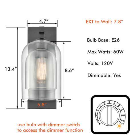 Modern Farmhouse Wall Sconces Glass Bell Shade Wall Light