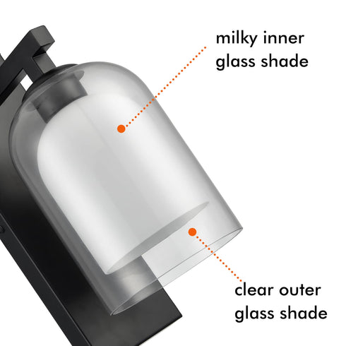 Modern Farmhouse Wall Sconces Glass with Two Glass Bell Shades