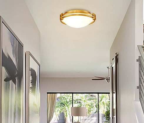 Modern Flush Mount Ceiling Light 12 Inches Brass Ceiling Lighting