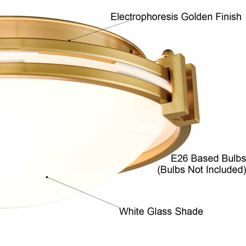 Modern Flush Mount Ceiling Light 12 Inches Brass Ceiling Lighting